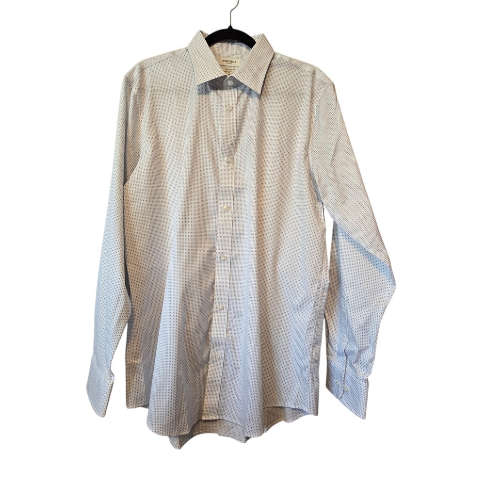 Bonobos Tailored Fit Micro Dot Button Shirt Men 16.5/36 Cotton Blend Long Slv